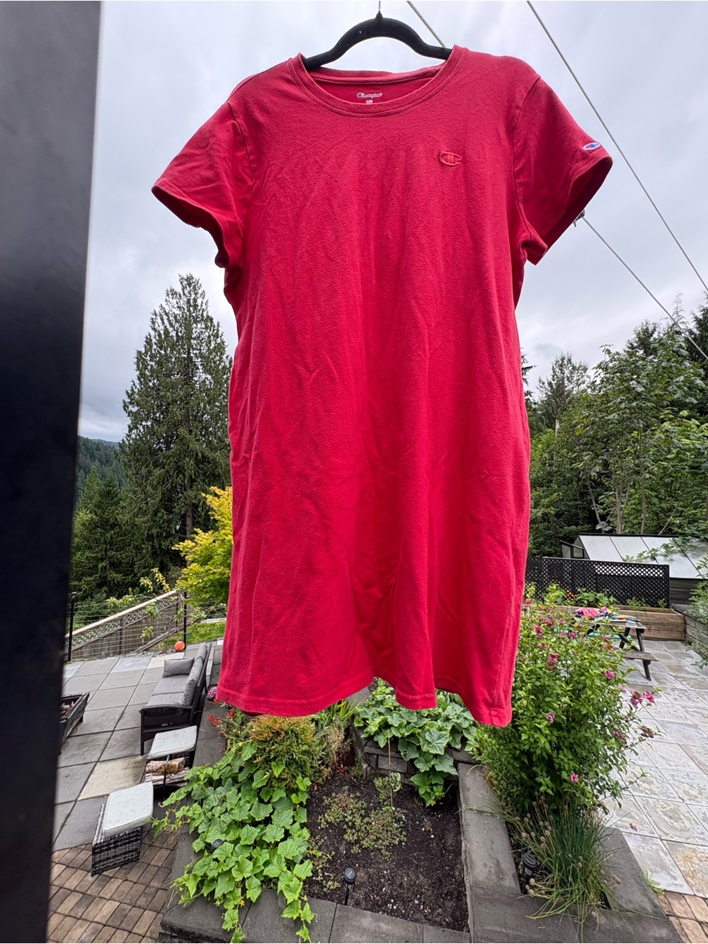 Champion Bright Red Short-Sleeve Tee Dress with Logo